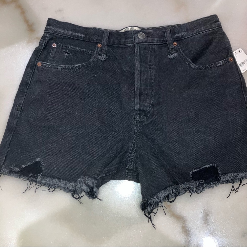 NWT We The Free Free People Black Distressed Button Fly Shorts